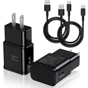 Type C Charger Fast Charging, 2 Pack USB C Android Phone Wall Charger Block & 10ft Charge Cable Cord, for Samsung Galaxy S8 / S9 / S10 Plus Active S10e, S20 / S21 Ultra Plus, Note 8 9 10, Pixel 3 etc