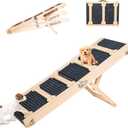 GENMOUS 30.5" Wooden Adjustable Dog Ramps for Bed,5 Levels Height Pet Steps for Small Dogs and Cats,Non-Slip Balanced Dog Indoor Outdoor Ramp,Wood Color