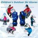 Valentines Day Kids Skiing Gloves,Ski Snow Glove for Boys Children Valentines Winter Snow Gloves 9-15 Years,Waterproof Winter Glove for Cold Weather Outdoor Activities Skiing,Snowboarding (Blue)