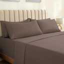 LuxClub 4 PC Sheet Set Bed Sheets Deep Pockets 18" Eco Friendly Wrinkle Free Cooling Machine Washable Hotel Bedding Silky Soft - Tree Bark King