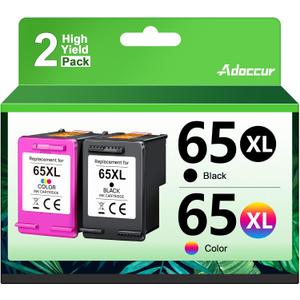 Remanufactured Ink Cartridges Replacement for Ink 65 65XL Work for DeskJet 3755 3772 3700 3752 3722 2600 2622 Envy 5055 5000 5070 5052 (1 Black,1 Color)
