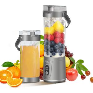 Portable Personal Electric USB Juicer600ML Mini Blender Portable Blender For Shakes and Smoothies juice12 Blades Great for MixingCompactConvenient and Versatile (grey)