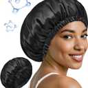 10 x BONNET QUEEN Silk Bonnet for Sleeping Hyaluronic Acid Satin Bonnet, Double Layer Hair Wrap for Curly Hair Women Sleep Cap (Black)
