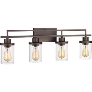 Emliviar 4-Light Vintage Vanity Light - Farmhouse Bathroom Wall Light Fixtures, Oil Rubbed Bronze Finish with Clear Glass, YCE238B-4W ORB