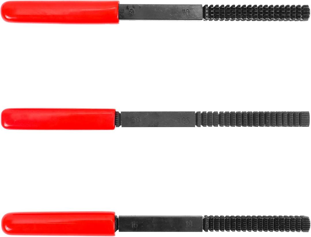 TOMMARS 3-Pc Thread File Set, SAE & Metric Thread Restorer Files, Thread Chaser Repair Tool for External Threads