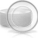 Zopeal 18 PCS Clear Charger Plates with Beaded Rim 13 Inch Plastic Round Charger Plates Bulk for Dinner Home Kitchen Wedding Party Tabletop(Clear)
