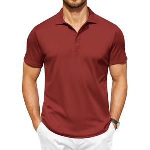 COOFANDY Mens Cotton Polo Shirts Collared Short Sleeve Quick Drying Golf Shirts Moisture Wicking Tshirts