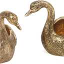 NIKKY HOME Gold Swan Tealight Candle Holders Set of 2, Centerpiece Table Decorations, Decorative Metal Stand for Tea Light Candles, Votive Candles