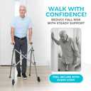 Stander Wonder Walker with 5-inch Wheels, Lightweight Folding Walker for Adults, Seniors, and Elderly, Collapsible Travel Walker, Ski Glides for Mobility Support, Compact, Black Walnut