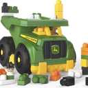 MEGA BLOKS John Deere Toddler Building Blocks Toy Set, Dump Truck with 25 Pieces and Storage, 1 Figure, Green, Ages 1+ Years
