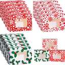 Tenceur 60 Pcs Christmas Cookie Boxes with Window Bulk Christmas Snowflakes Bakery Gift Boxes 8.3 x 5.9 x 3.7 Inch Holiday Cupcakes Boxes for Pastries, Donuts, Treat and Xmas Party Favor