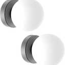 Globe Wall Sconces Set of Two Black Sconces Mid Century Wall Light Globe Glass Brass Vintage Wall Light for Bathroom Bedroom Hallway Living Room(G9 Base)