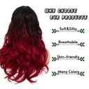 Sallcks Ombre Black Red Wig Long Wavy Wig for Women Side Part Synthetic Wig for Daily Party Costume Halloween
