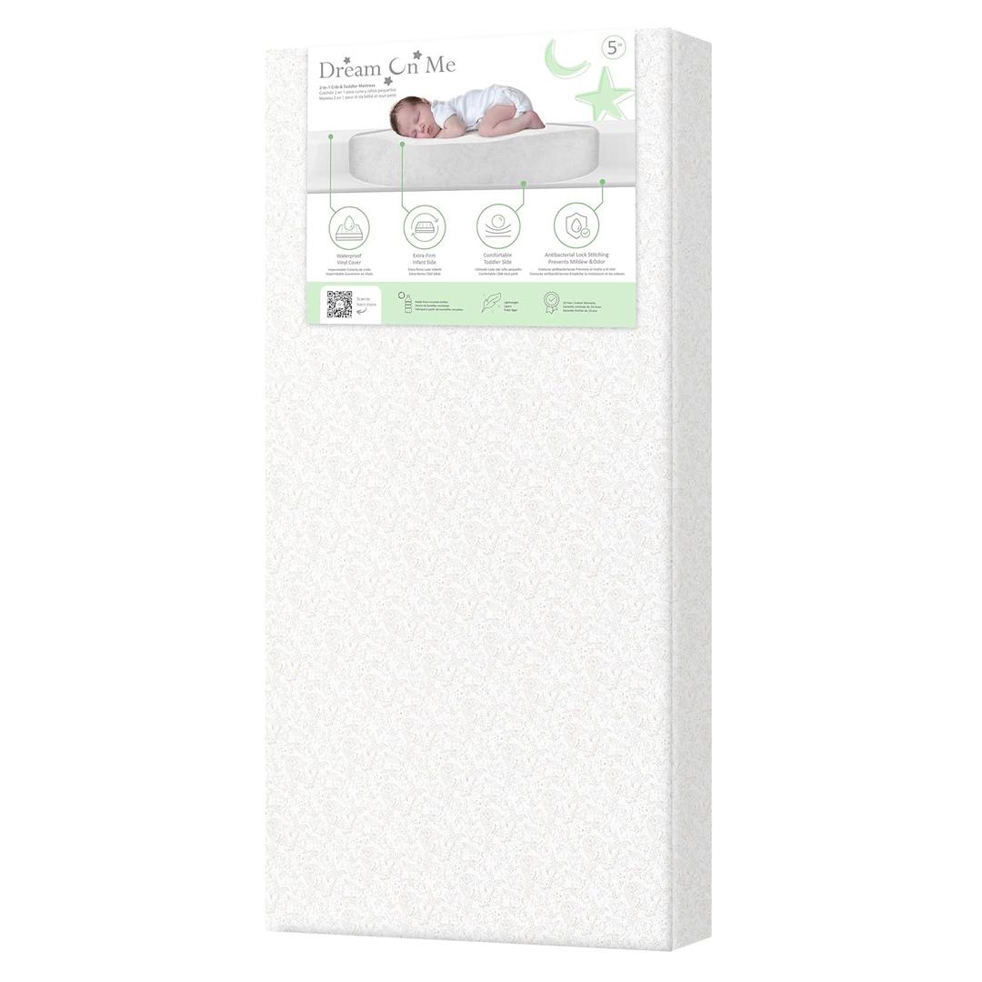 Dream On Me Serene Snooze 5 2-in-1 Crib & Toddler Mattress, Dual-Sided Infant & Toddler Support, Waterproof & Stain Resistant, GREENGUARD Gold & Baby Safety Alliance Certified  Paisley