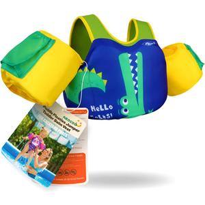 Puddle Float Jumper 30-50-60-70 Pounds, Toddler Swim Vest for 3-5-6-9 Years Old, Pool Floats with Swimming Arm Floaties Swim Jacket & Water Wings for Kids Swimmies, Boys, Girls, Nios (Crocodile), Size: Fit 3-5-6-9 Years, 30-50-60-70 lbs
