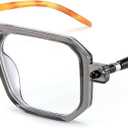 FEISEDY Reading Glasses Vintage Square Blue Light Blocking Glasses Women Men 70s Flat Aviator Glasses B0090 (Grey)