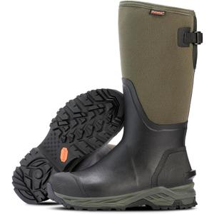 Showave Men's Rubber Hunting Boots, Waterproof Rain Boots Insulated Neoprene Mud Boot, Durable Arctic Outdoor Working Boot with Steel Shank (12, Olive)