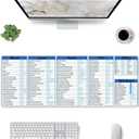 Computer Office Power Point Excel Word Shortcuts Gaming Keyboard Mouse Pad Mousepad Desk Mat Huge Extended XL Rubber Sole for Home Office 31.5"X 11.8" (One Size, Black14)