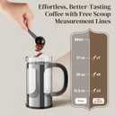 Veken French Press Coffee Maker 34oz 1 L, No Plastic Touching Cafe, Heat Resistant Thickened Borosilicate Glass, Stainless Steel Brewer, Cold Brew Cafeteria Teapot for Kitchen Travel Camping, Silver