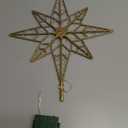 hogardeck Christmas Tree Topper, 11 Inches Lighted Gold Glittered 8-Point Star Tree Topper, 30 LED Sparkling Tree Toppers Christmas Decorations, Battery Powered Timer Xmas Treetop Star Decor