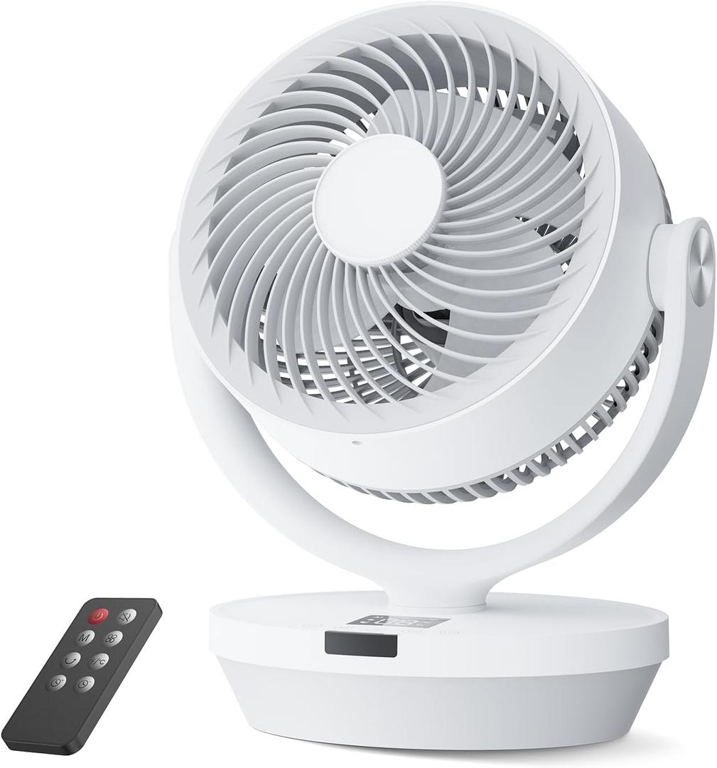 PNTCK Air Circulator Fan for Bedroom, 13" Table Fan with Remote, 90 Oscillating & 120 Tilt, 60ft Strong Airflow, Quiet 25dB Electric Fan with 4 Speeds, 4 Modes & 12H Timer (Black)