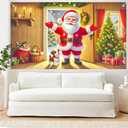 3 x 1PC 71x43 Inch Christmas Party Banner with Santa Claus and Puppy Indoors Tree Gifts and Wreath Decorative Backdrop for Holiday Celebration Home Wall Door Porch Winter Decoration (Colorful 0003)