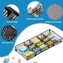 Marbrasse Expandable Desk Drawer Organizer, Mesh Drawer Organizer Tray with 10 Adjustable Compartments, Desk Organizers and Accessories for Office Supplies (Longer Expandable Drawer Organizer-B)
