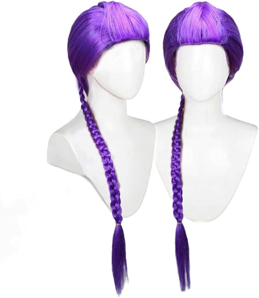 Purple Braided Wig，Long Braided Ponytail Wig - Anime Cosplay Wigs for Halloween Costume Party