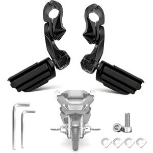 1.25" Motorcycle Foot Pegs Adjustable Highway Pegs for Harley Davidson Touring Road King Road Glide Street Glide Electra Glide Dyna Sportster Softail 1 1/4" Crash Bar Highway Peg Black