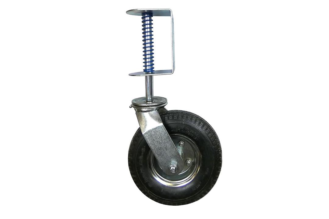 Shepherd 8" Pneumatic Spring-Loaded Gate Caster Wheel, Universal Mount Heavy-Duty 360 Swivel Gate Wheel, 200-lb. Load Capacity, Black