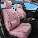 Sxikin Car Seat Covers Full Set Purple, Luxury Faux Leather Waterproof Non-Slip Women Seat Protector Universal Fit for Most Cars SUVs Trucks Pick-ups,Car Interior Accessories(Pink-Full Set)
