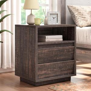 Tatub 20''W White Rustic Nightstands Set of 2, Wooden Bedside Table with Two Storage Drawers, Farmhouse Night Stand Side End Tables for Bedroom