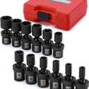 MIXPOWER 12 Pieces 1/4" Drive Metric Shallow Universal Impact Socket Set, CR-MO, Swivel Socket with Flexible Wobble, 5mm - 15mm
