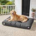 42 Inch Indestructible Canvas Outdoor Durable Dog Bed for Extra Large Dogs, Chew Proof Shredded Chopped Foam Patio Pet Pad for Crate with Waterproof Machine Washable Removable Cover, Dark Grey