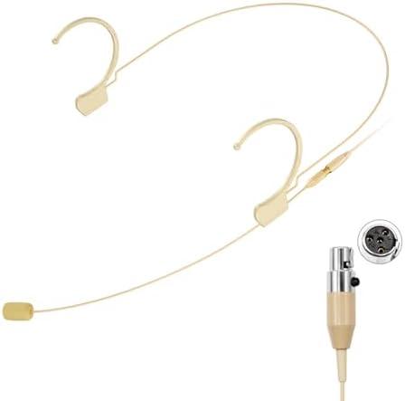 KIMAFUN Headset/Headworn Microphone Professional Earset Over Ear Hanging Condenser Mic Compatible with Shure Wireless System Bodypack Transmitter, Ideal for Performance, Theater, Lecture - Beige D4