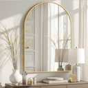 Arched Bathroom Mirror for Wall, 38" x 26" Gold Metal Frame Vanity Mirror, HD Glass Over Sink for Bathroom, Entryway, Bedroom