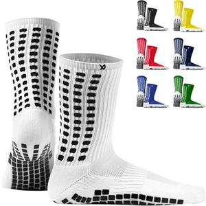 Lux Dual Grip Socks - Soccer Grip Socks for Men and Women. GripArray Performance & Comfort (Small, White)