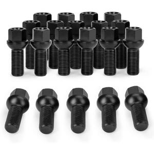M14x1.5 OEM Lug Bolts, 20PCS 14mmx1.5 28mm Shank Length Ball Seat Factory Wheel Lug Bolts, Compatible with TT Allroad Quattro A3 A4 A6 A8 S4 S6 S8 Jetta Golf Tiguan Passat Corrado GTI