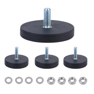 4 Pack Rubber Coated Neodymium Magnets with M6 Threaded Studs, 30LBS Strong Mounting Magnetic Base for Light Bar, Camera, Mirror, Tools, Car Use – 1.69 Inch Heavy Duty Magnet Holder