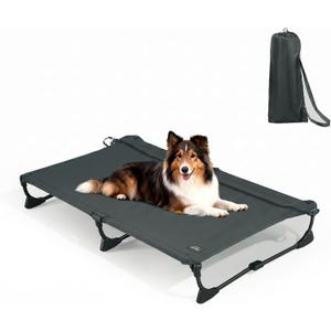 CANINE CANYON Folding Elevated Dog Bed for Large Dogs, Dark Gray, 43"x27" | No-Assembly Dog Cot, Foldable Portable Raised Pet Bed, Non-slip, for camping/Outdoor/Home, Heavy Duty Supports Up to 160 Lbs