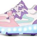 AIkuass Roller Skate Shoes- LED Light Up Roller Shoes Boys Girls Kids Sneakers Rechargeable Wheel for Beginners Best Gift(987, Purple, EU Size 32)