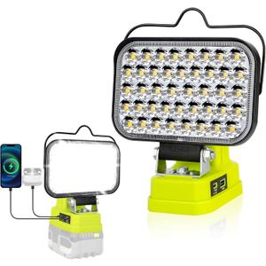 Work Light for Ryobi 18V Battery,84W 8000LM Portable Cordless Floodlight with USB&Type C Charging Port for Emergency Lighting,LED Spotlight for Camping,Fishing,Workshop