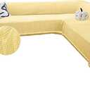 Arfntevss Sectional Couch Covers Waffle L Shape Sofa Cover with Tassel Boho Corner Sectionals Couch Cover Washable U Shaped Sofa Slipcovers Soft Reversible Furniture Protector (Large, Yellow)