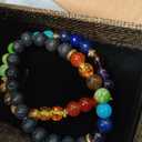 Men's Tiger Eye Bracelet 8MM Natural Gemstone Beads Bracelet Set Stretch Lava Bracelet Adjustable Couple Beaded Bracelet Gift for Men and Women