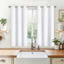 YoungsTex White Curtains 40 Inches Long for Kitchen Window - Grommet Top Short Drapes for Bathroom No See Through Privacy, 2 Panels, 42 x 40 Inch