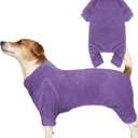 Fuzzy Dog Pajamas Turtleneck Pet Clothes Warm Soft Cozy Lightweight Pet Pjs Dog Sweaters for Large Dogs(Purple-L)