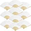 Grosun  White Paper Fans Paper Hand Fan Bamboo Folding Fan Handheld Fan Paper Folded Fan Paper Fan for Wedding Party and Home Decoration