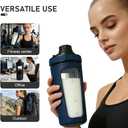 26oz Glass Protein Shaker Bottle, Stainless Steel Mixing Ball & Silicone Sleeve, Odorless, Leak-Proof, BPA-Free, Ideal for Smoothies & Workout Drinks (Steel Blue)