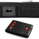 RUNBOX Wallet for Men Slim 11 Credit Card Holder Slots Leather RFID Blocking Small Thin Men's Wallet Bifold Minimalist Front Pocket Large Capacity Gift Box (1 oil black)