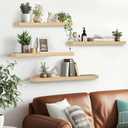 16x5.8x0.8in Floating Wall Shelves Rustic Solid Wood 4-Pack, Wood | Pine Wood, Easy To Install, Multi-Functional Storage, Living Room Bedroom Decor, Multi-Purpose Storage & Decor Design, 16"-Set of 4